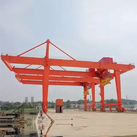 Electric rail-mounted gantry crane in terminal yard